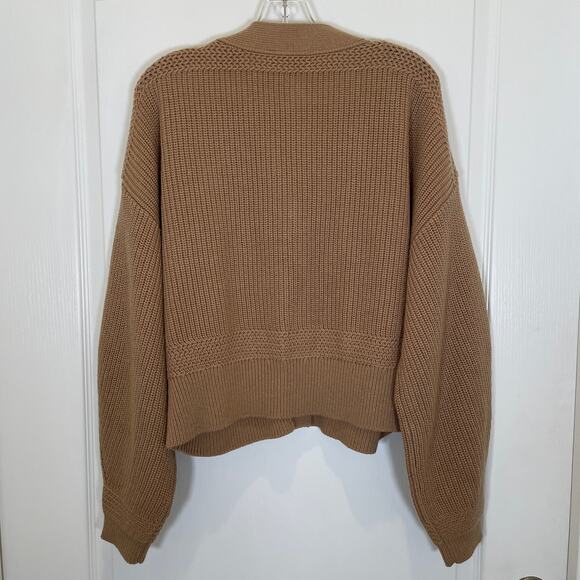 & Other Stories Oversized Wool Cardigan Balloon Sleeves Tan Stockholm Atelier M - Picture 5 of 5